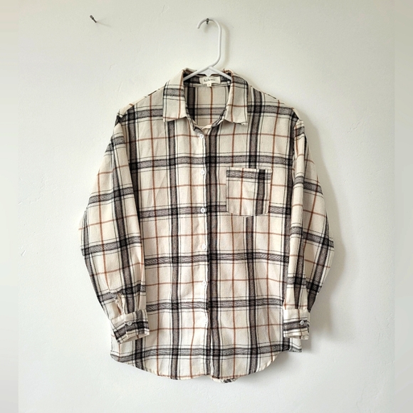 Bohme Plaid Flannel Button Up Shirt Women Cozy Autumn Earth Tones Small - Picture 1 of 9